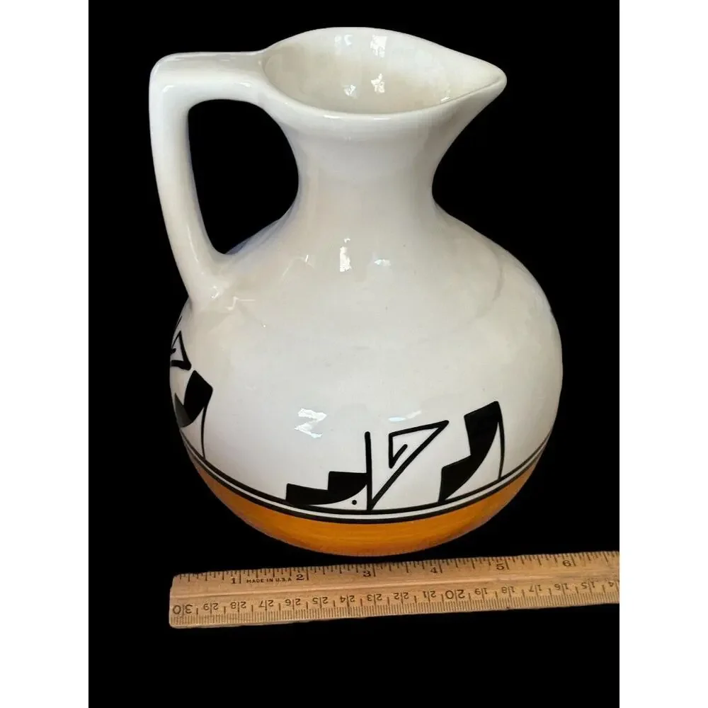 Native American Handmade Large Glazed Pottery Jug Vase Navajo ARTIST SIGNED